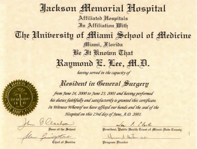 doctor raymond lee diploma jackson memorial hospital
