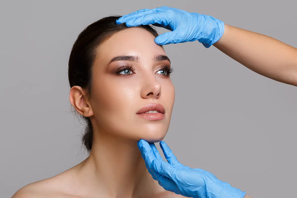 beautiful young woman with perfect makeup and soft smooth skin