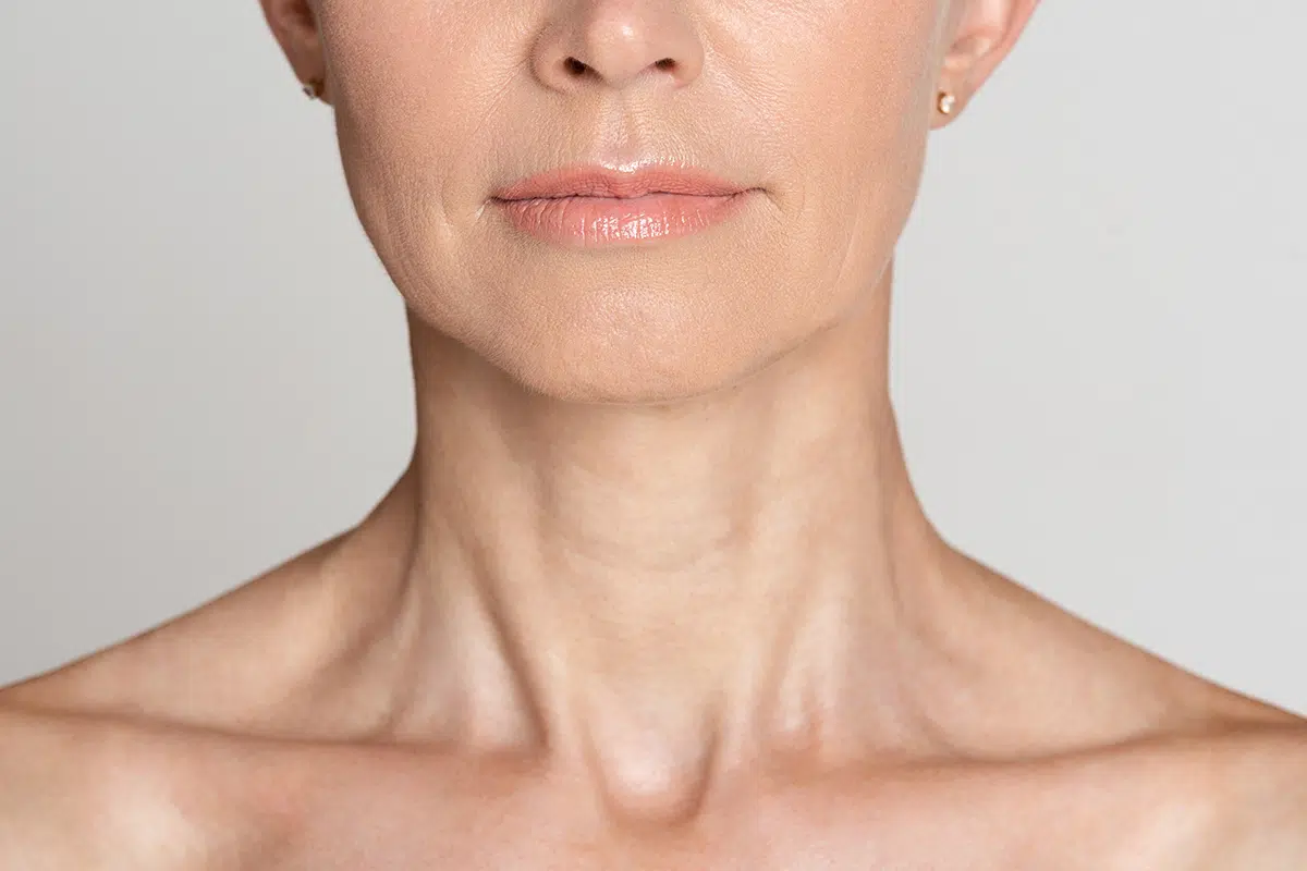 half face portrait of a mature woman