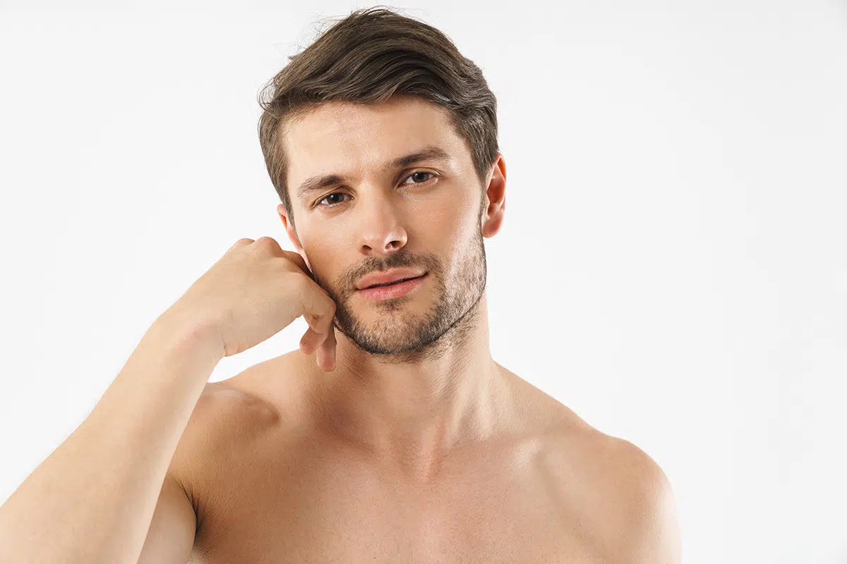 handsome young shirtless man