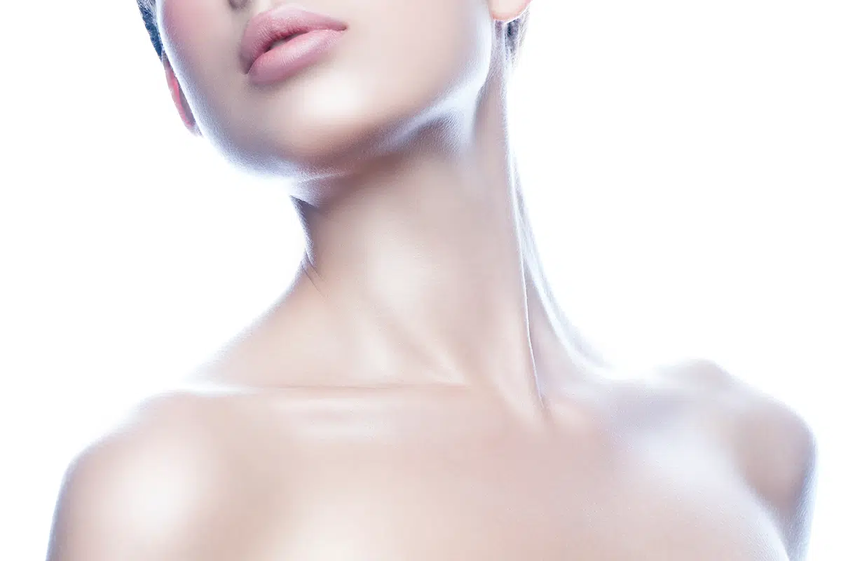 shoulders of young model woman perfect skin neck