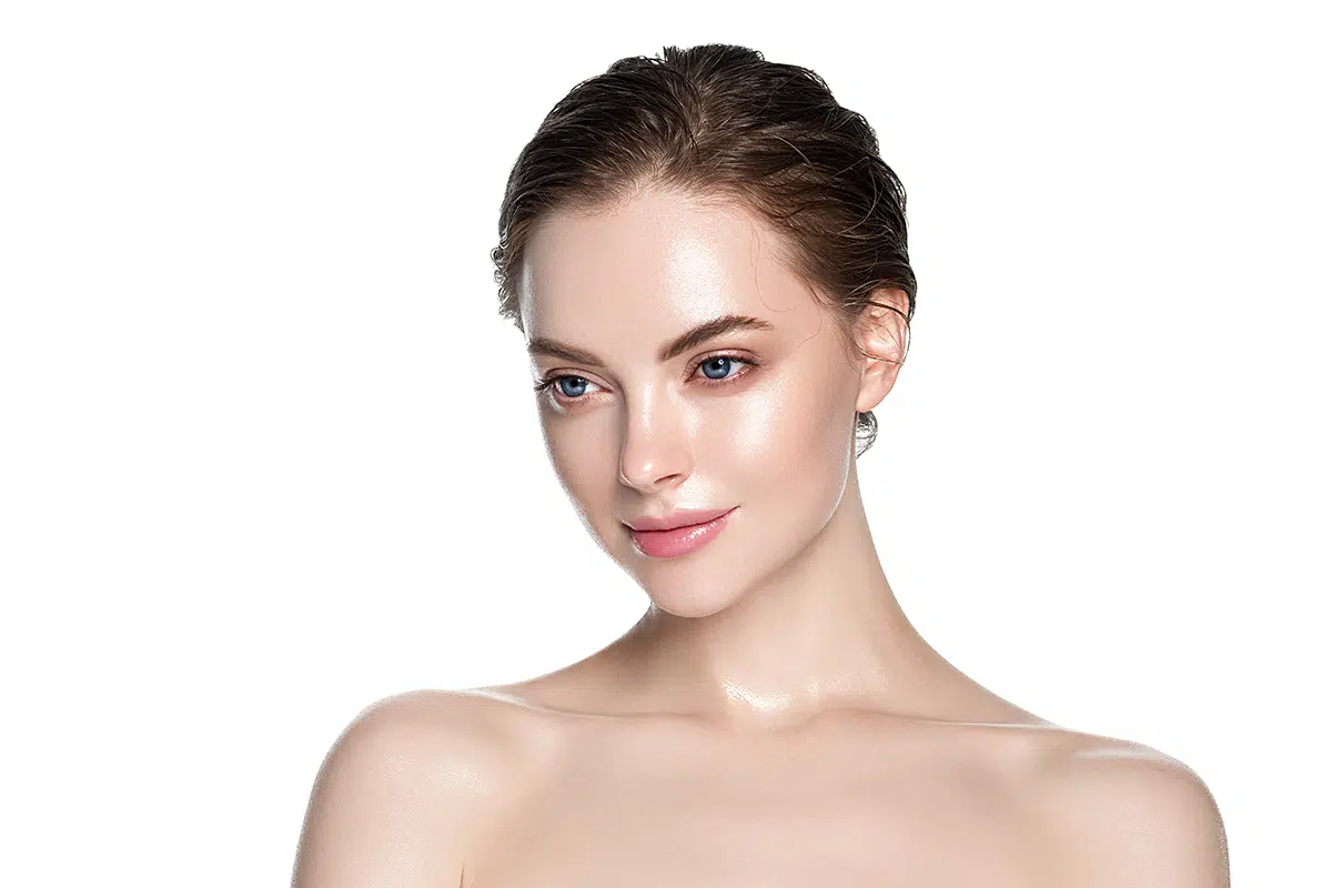 skin care woman face with healthy beauty skin face